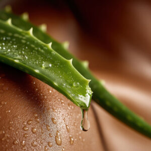 Frisches Aloe-Vera-Gel auf der Haut als Symbol für natürliche Aloe Vera Pflege und moderne Beauty-Routinen.