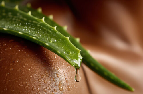 Frisches Aloe-Vera-Gel auf der Haut als Symbol für natürliche Aloe Vera Pflege und moderne Beauty-Routinen.