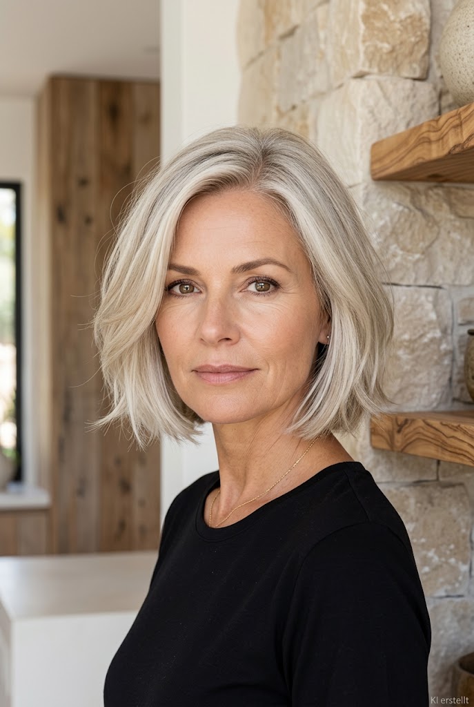 Soft Bob auf Kinnhöhe – Die weiche Bob-Linie wirkt modern und gepflegt, ohne streng zu werden.